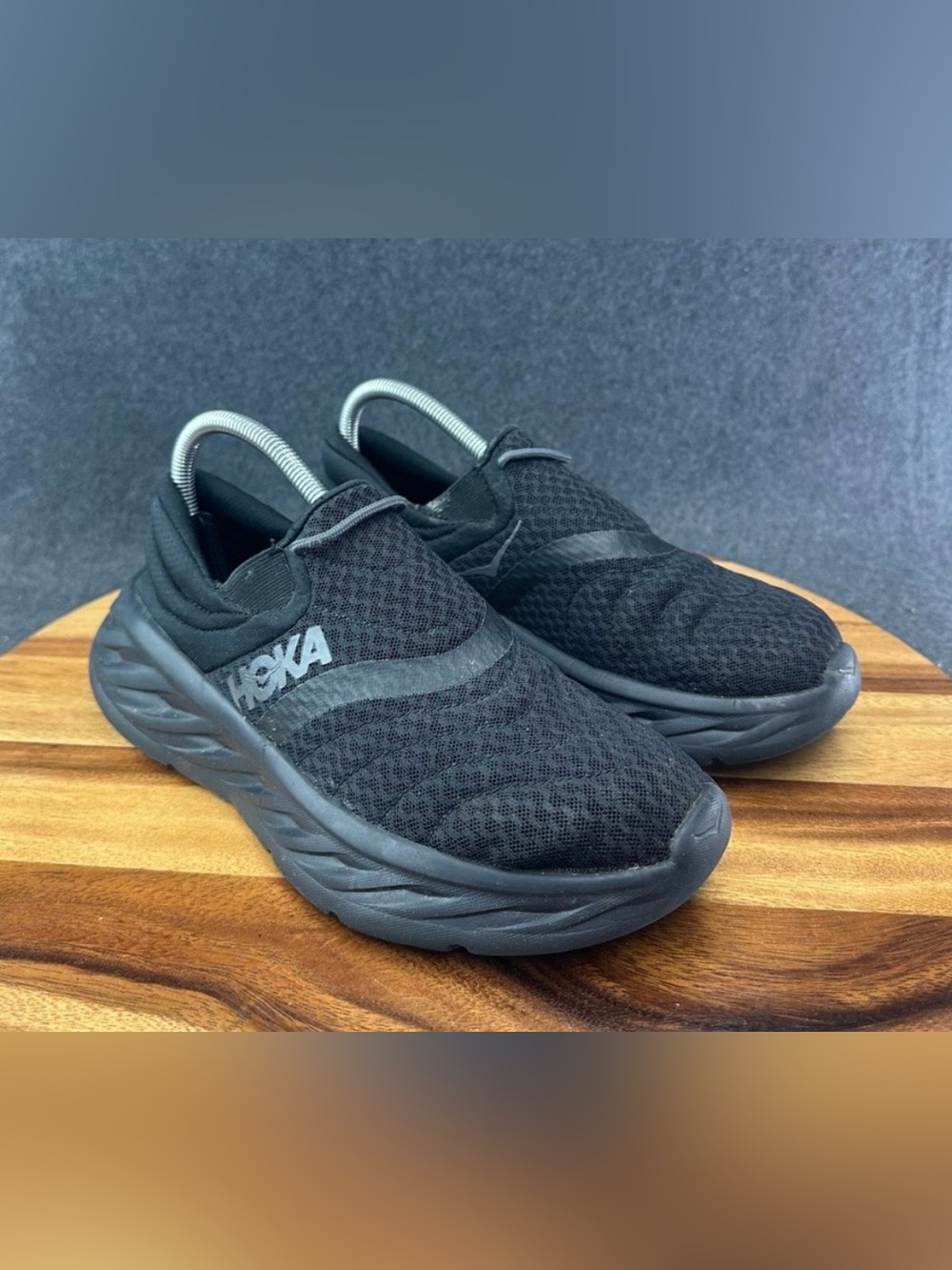 Hoka Men's Ora Recovery Shoe Black Mesh Slip-On Athletic Sneakers